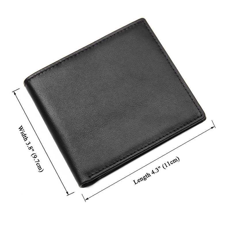 Full Grain Leather Mens Wallet Front Full grain leather men's wallet front view - with size marked