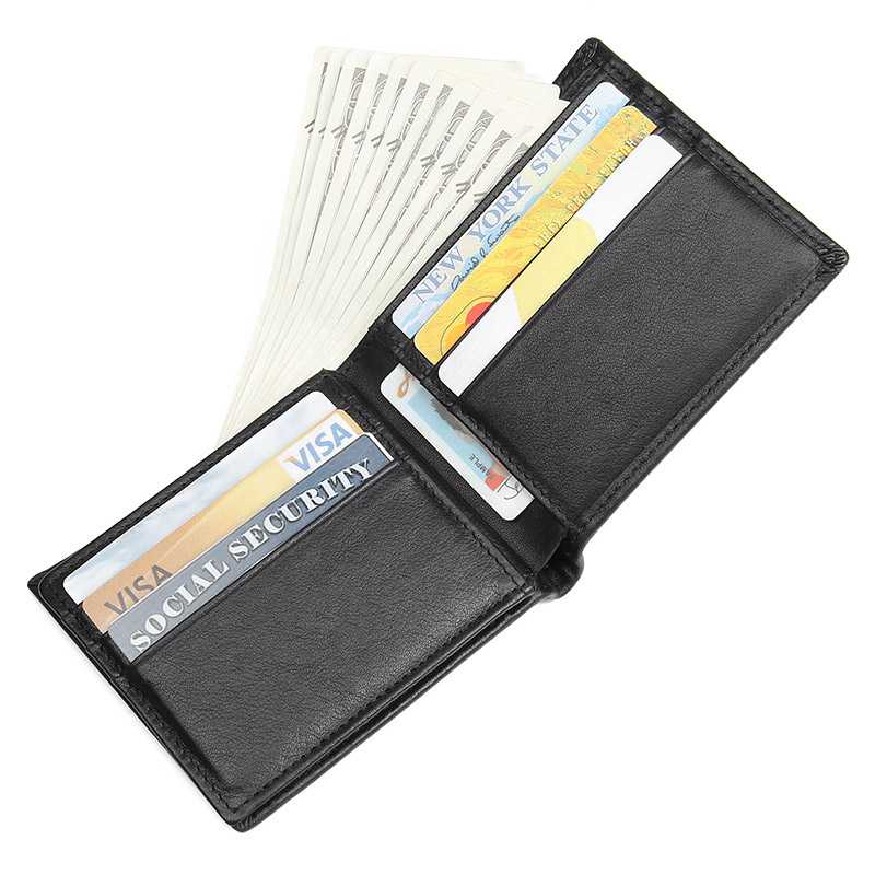 Full Grain Leather Men's Wallet Interior Card Slots Full grain leather men's wallet interior card solts view - six cards inside