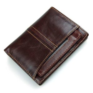 Mens leather bifold wallet front one pocket