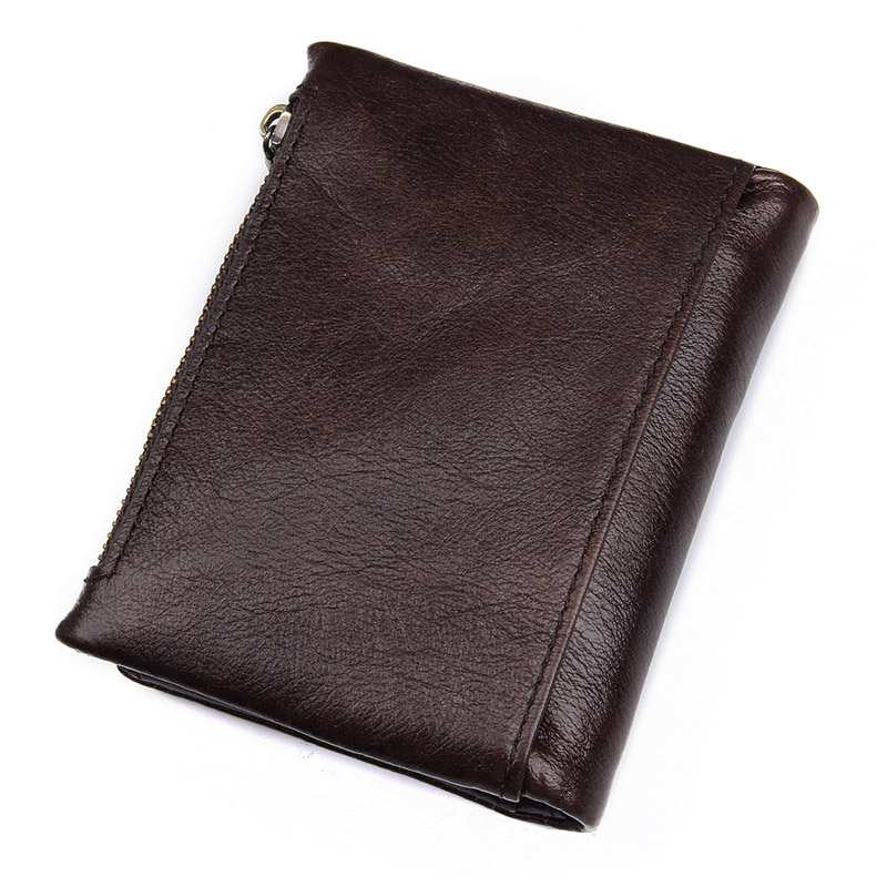 Mens Leather Wallet with Coin Pocket Back Mens leather wallet with coin pocket back view - brown leather