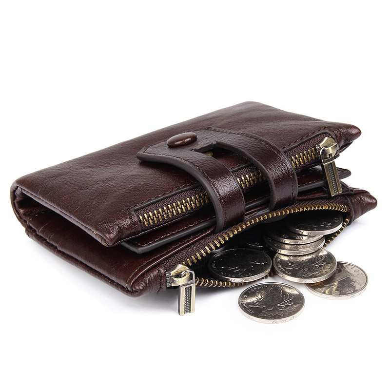 Mens Leather Wallet with Coin Pocket Zipper Coin Pocket Mens leather wallet with coin pocket - zipper compartment with coin