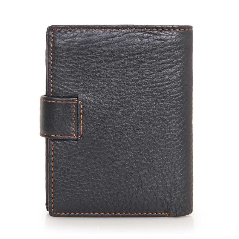 Mens Trifold Leather Wallet with Snap Closure Back Mens trifold leather wallet with snap closure back view - snap closure backside