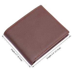 RFID Mens Leather Wallet Front RFID mens leather wallet front view - size marked