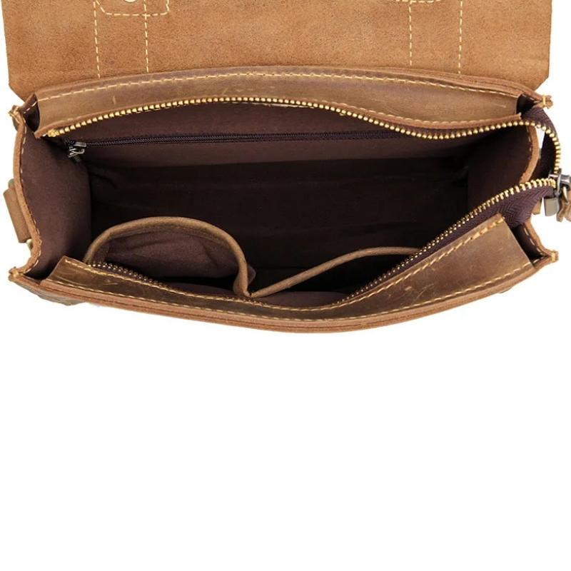 Full-grain Leather Messenger Bag Interior View Full-grain leather messenger bag interior view