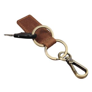 Leather key chain with key